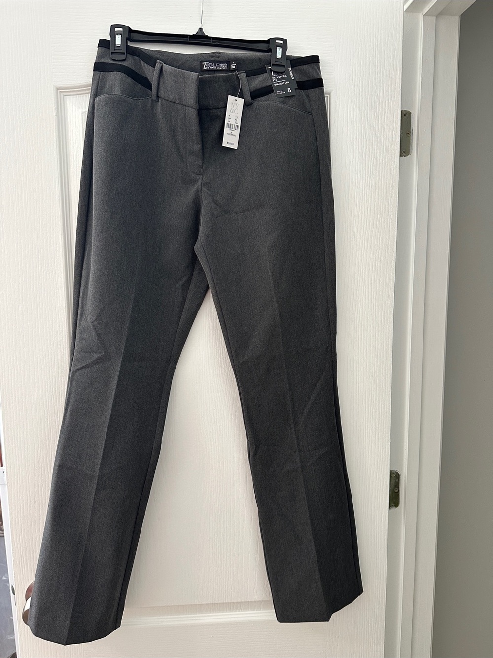 7th Avenue New York & Company Charcoal Gray Straight-Leg Dress Pants